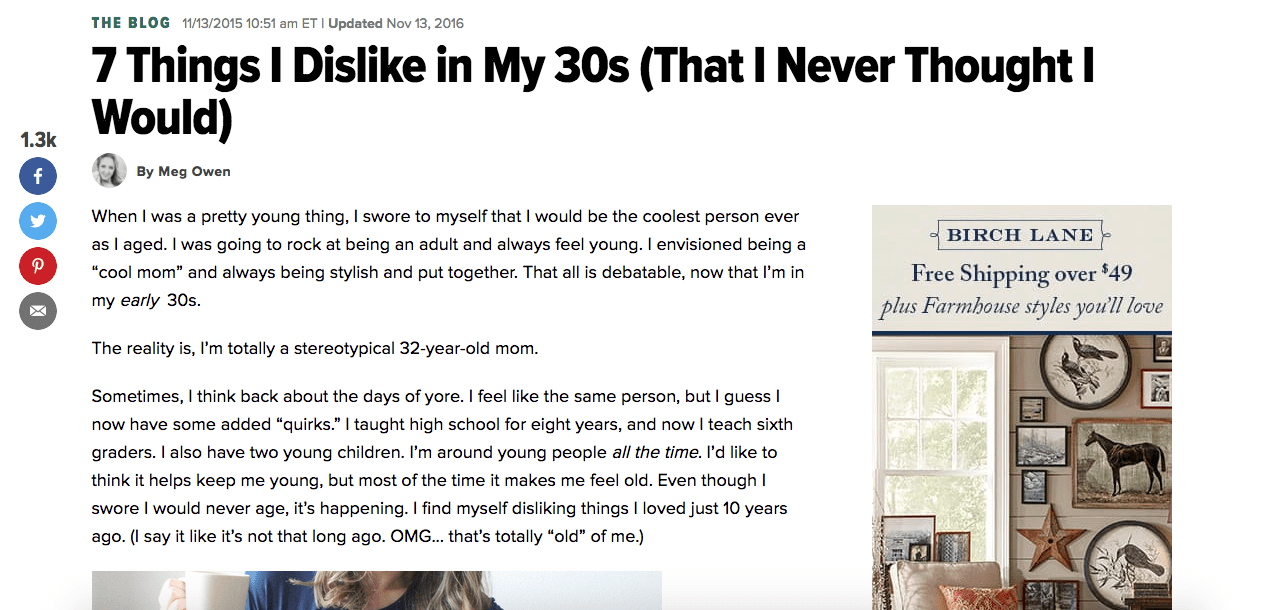 7 Things I Dislike in My Thirties (That I Never Thought I Would)