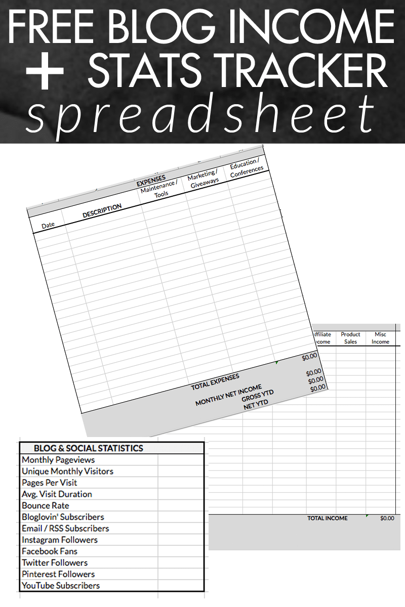Free Blog Income and Stats Tracker Spreadsheet - click through to download!