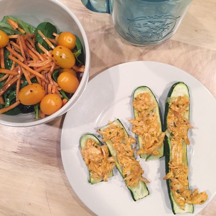 Whole30 Buffalo Chicken Zucchini Boats