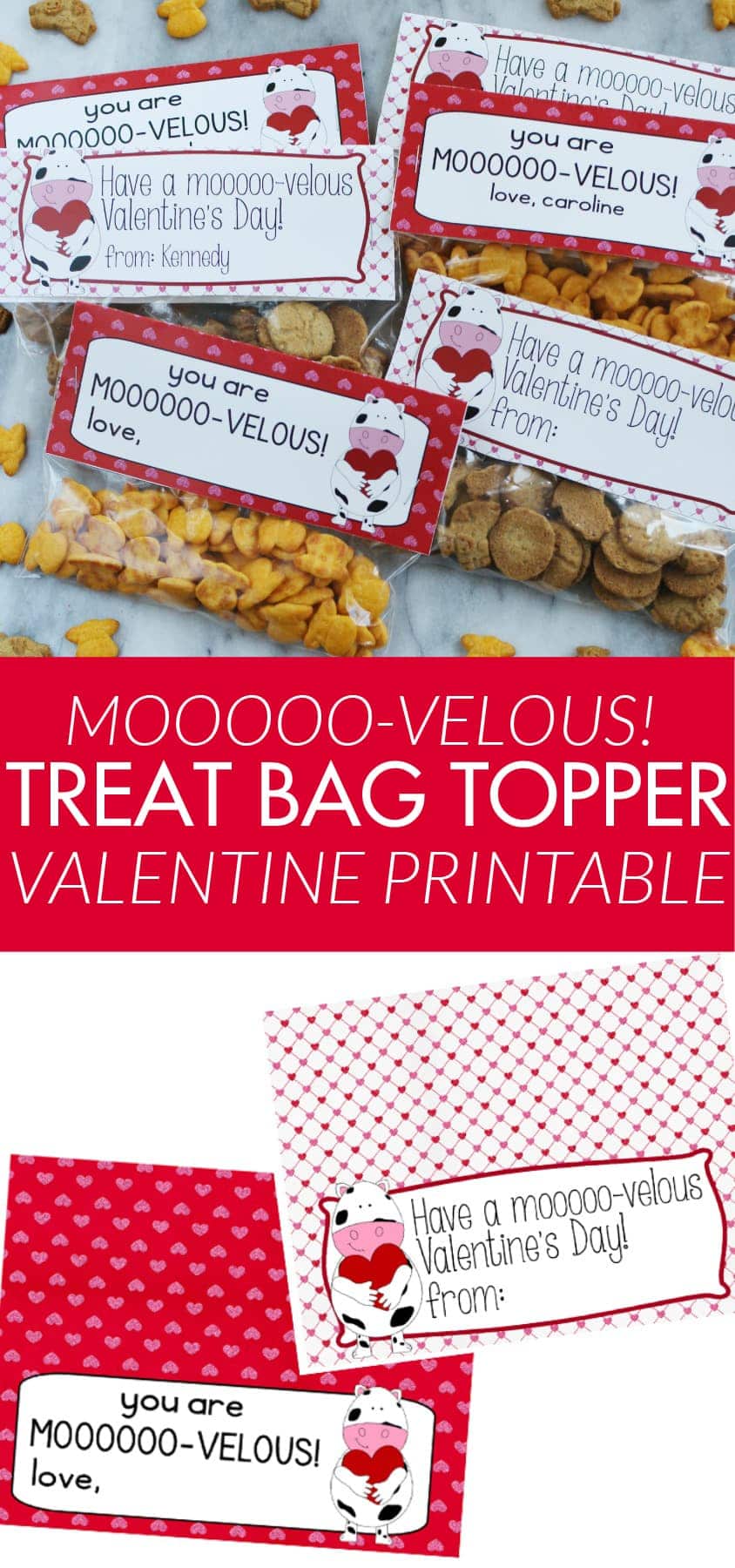 Free Valentine Treat Bag Topper Printable - great for class parties, and no candy!