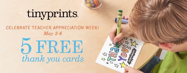 Tiny Prints 5 free thank you cards