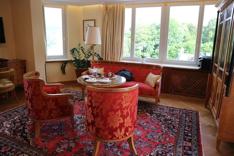 our suite at the Hotel Schloss Monchstein in Salzburg, Austria