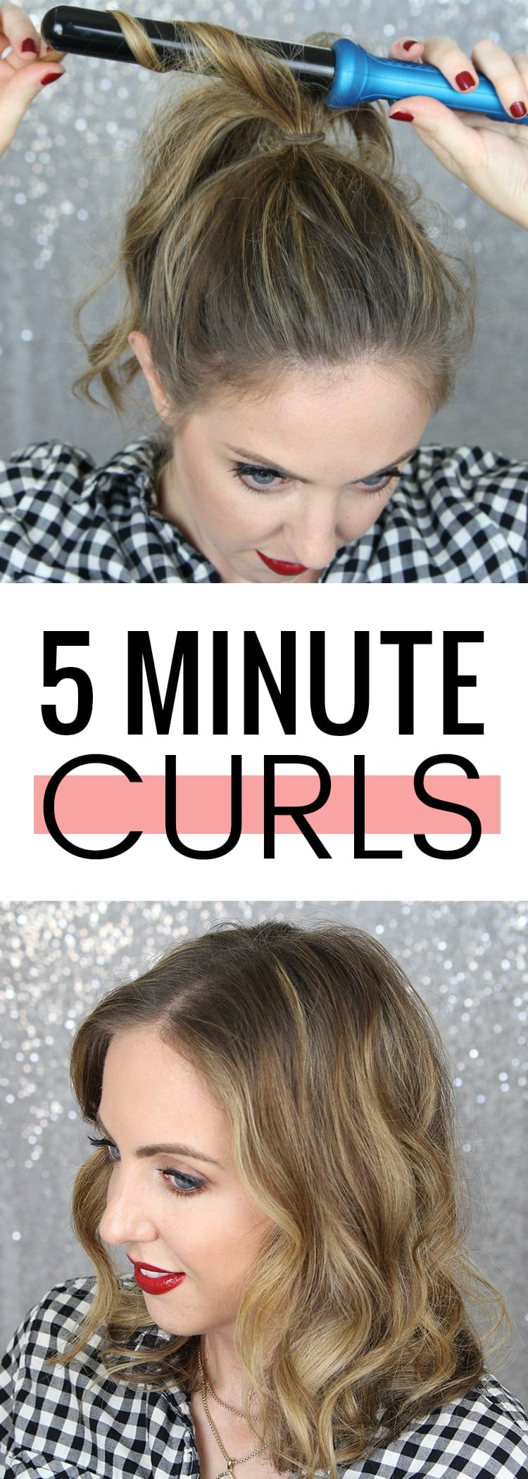 5 minute curls! How to curl your hair in 5 minutes or less. Click through for the tutorial!