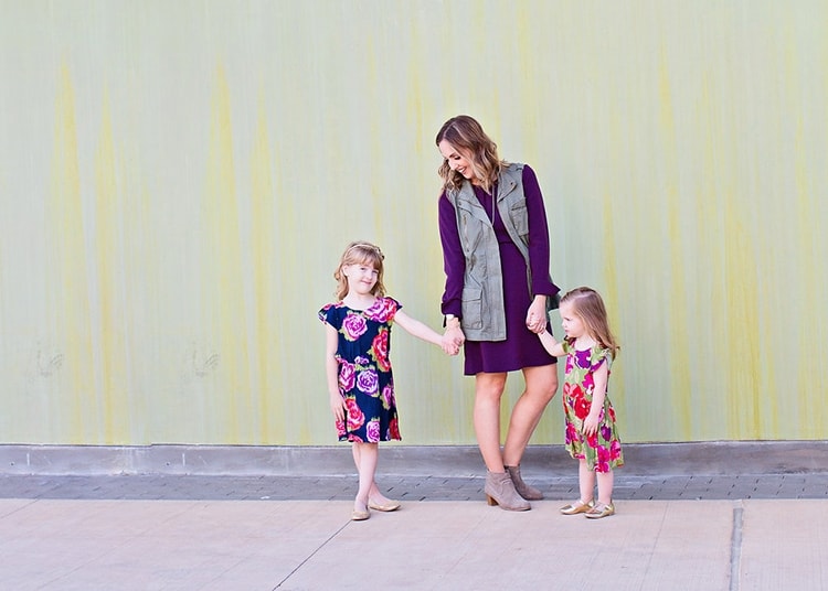 Mother daughter fall outfits - jewel tones and floral