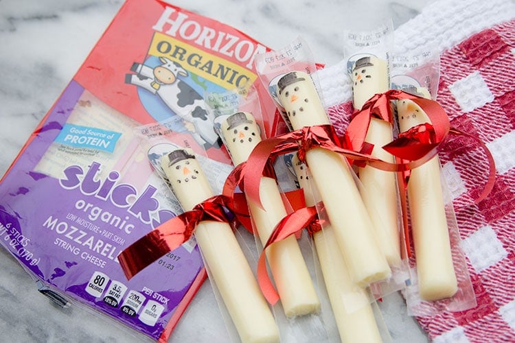 string cheese snowmen with Horizon string cheese