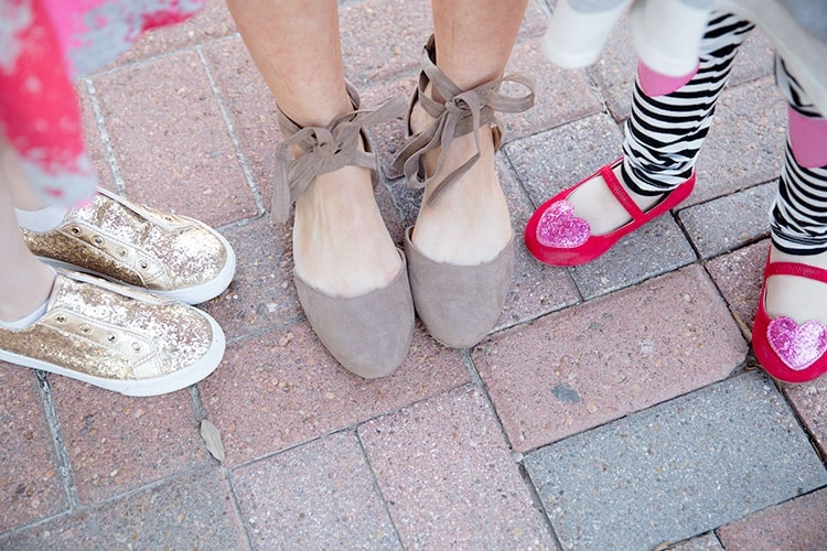 Mother daughter Valentine's Day shoes