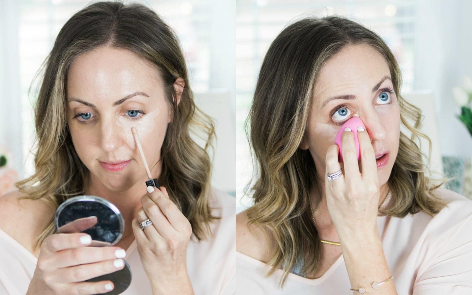 A brightening concealer under the eyes makes you look more awake!