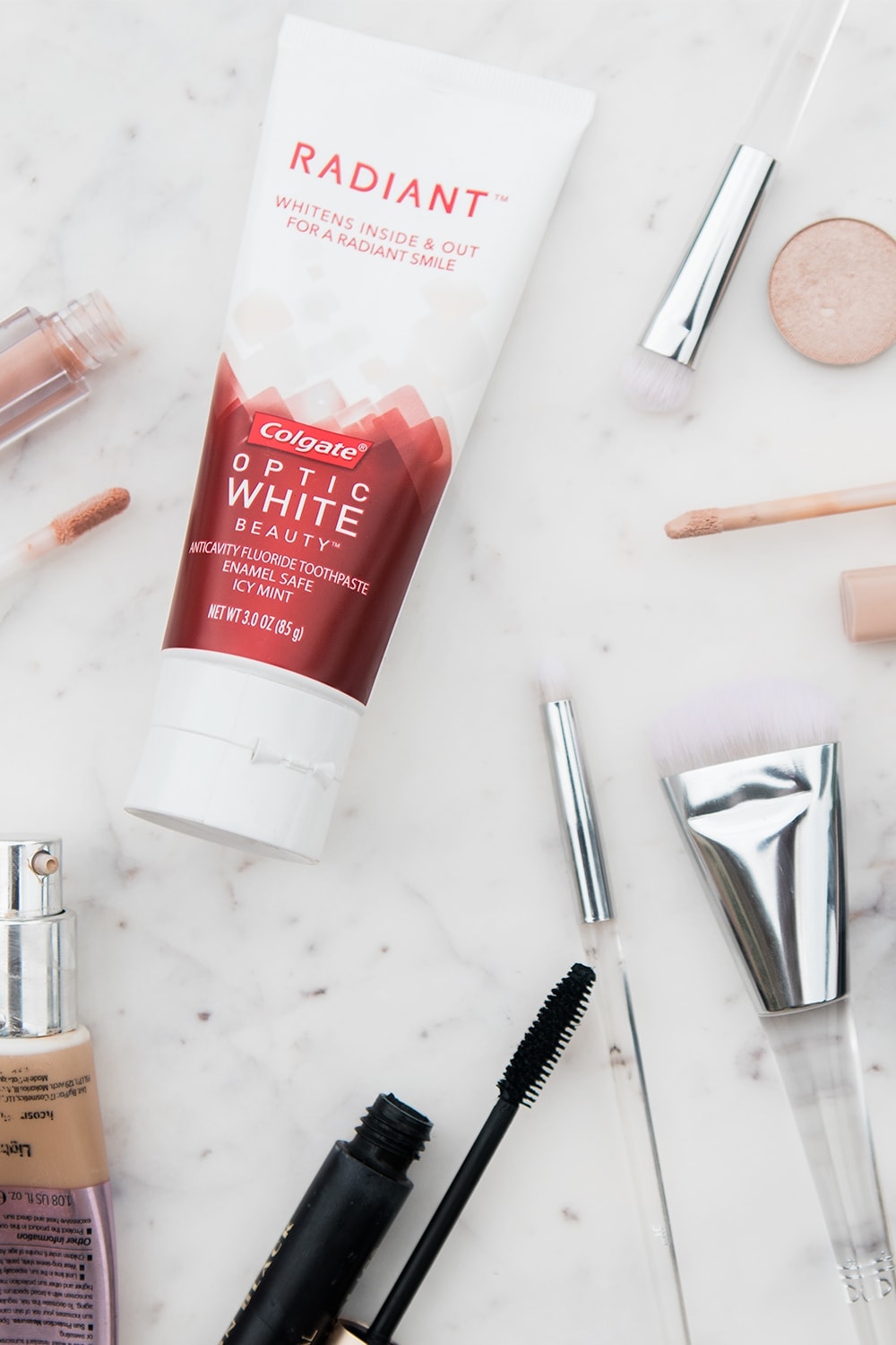 all of my necessities for a 5 minute makeup look!