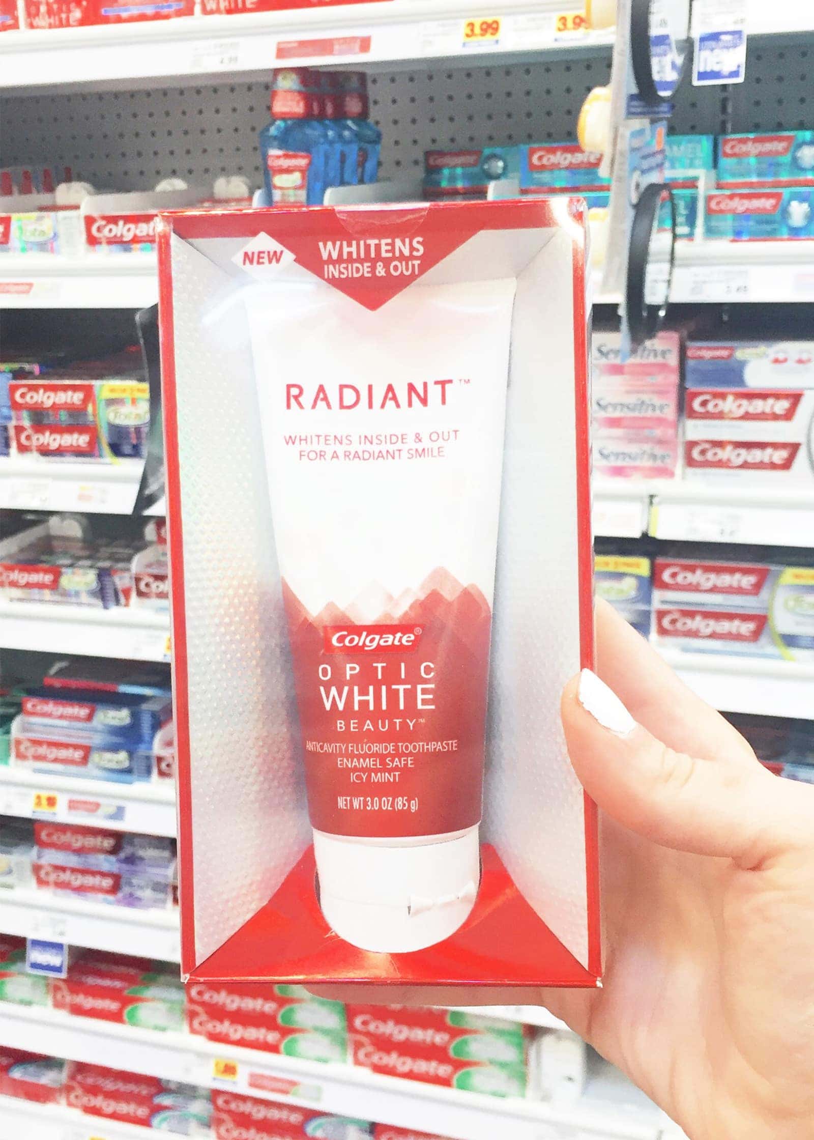 Colgate radiant white on aisle at Kroger