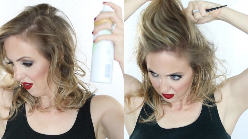 Easy Halloween Hair tutorial for 1920s flapper - tease and make the roots big