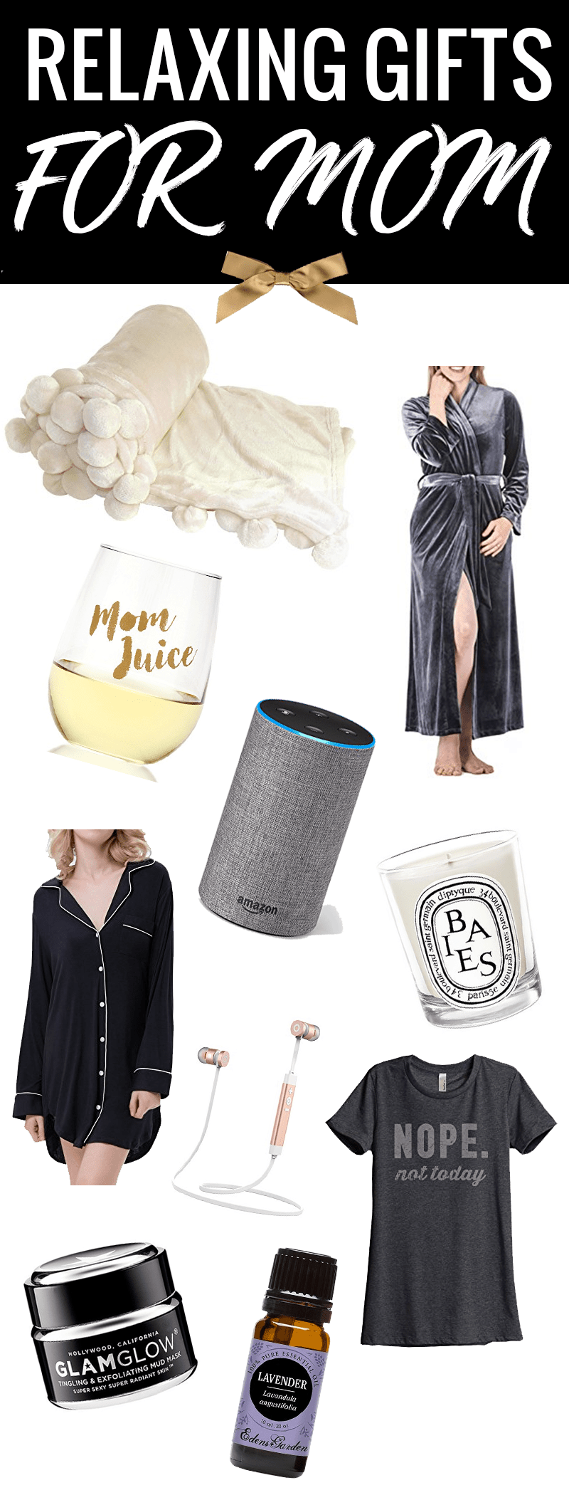 Relaxing Gifts for Mom - she will love everything in this gift guide! #gifts #giftideas #giftguide #giftsformom #holidaygifts #christmasgifts