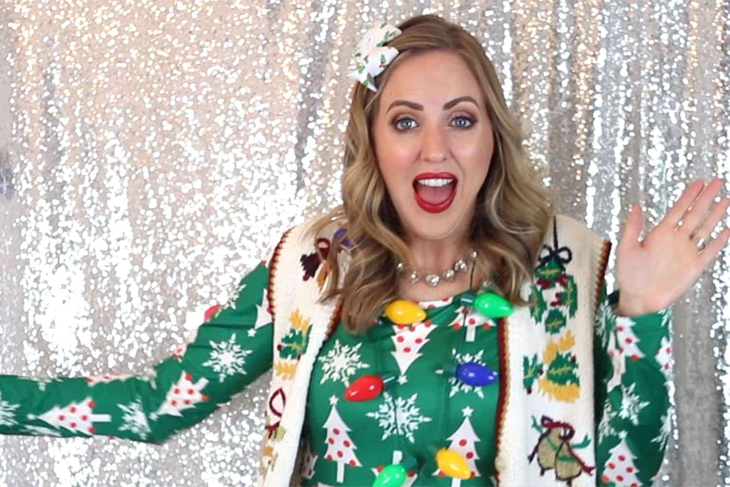 Christmas tacky sweater outfit - Houston blogger Meg O. on the Go