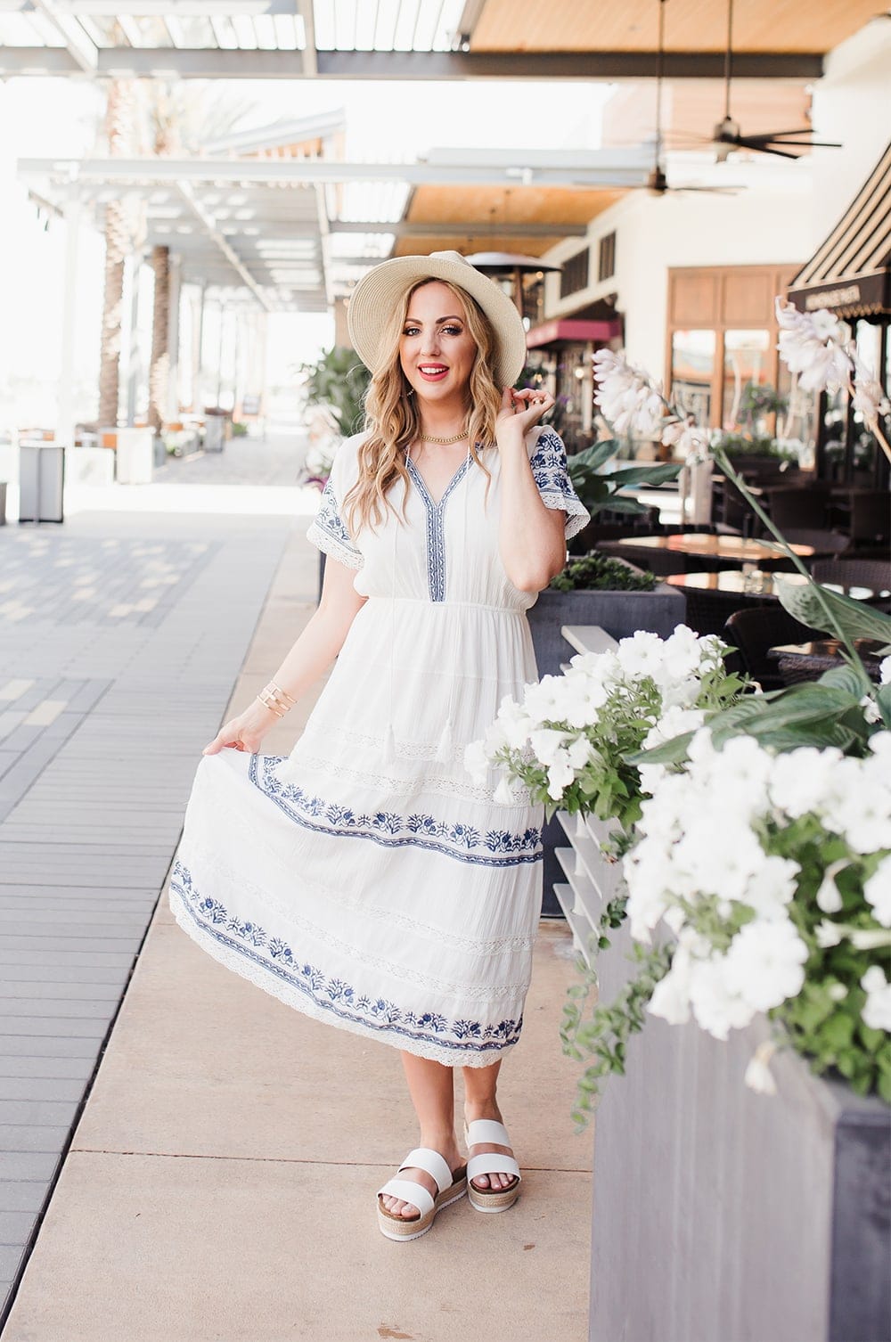 Houston lifestyle blogger Meg O. on the Go shares 3 perfect outfits for summer - this embroidered dress gives all the vacation vibes