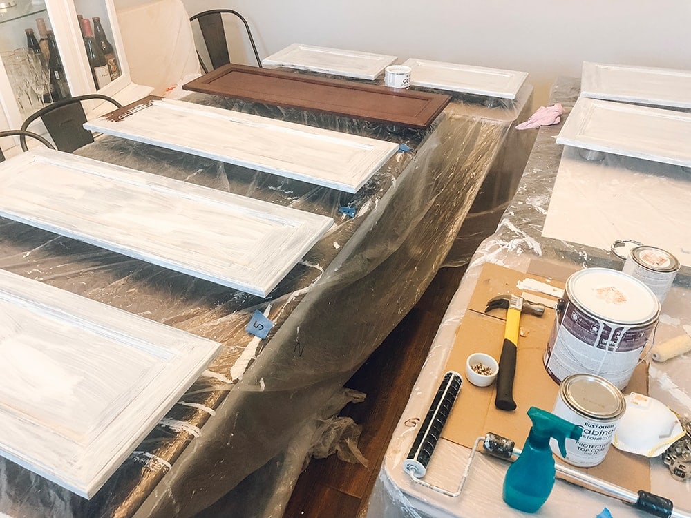 Houston blogger Meg O. on the Go shares how she painted her kitchen cabinets