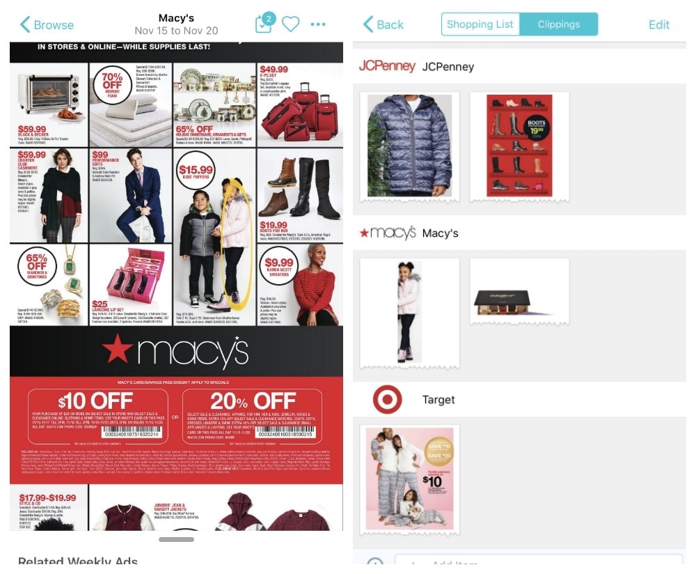 Houston blogger Meg O. on the Go shares screen shots from the Flipp app - the best app to find the best Black Friday deals