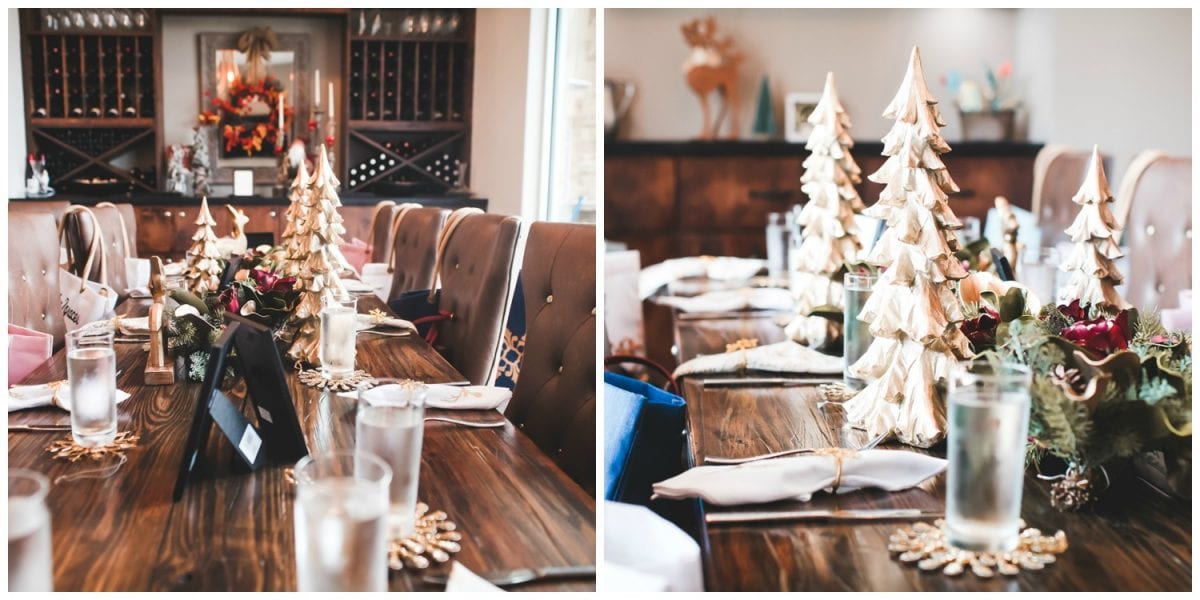 Houston blogger Meg O. on the Go shares a recap of her Houston blogger holiday lunch at Boardwalk Towne Lake in Cypress - holiday table decor by The Royal Standard