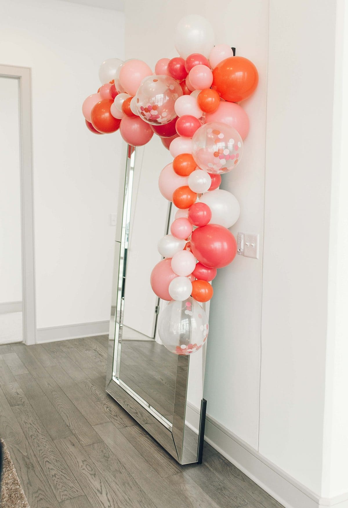 Houston blogger Meg O. shares a fabulous Galentine's Day party at Latitude Med Center - love the balloon arch over the mirror