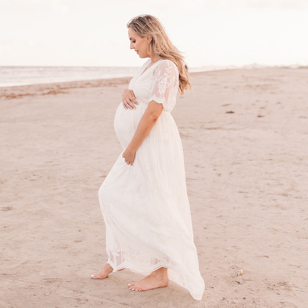 white maternity beach dress