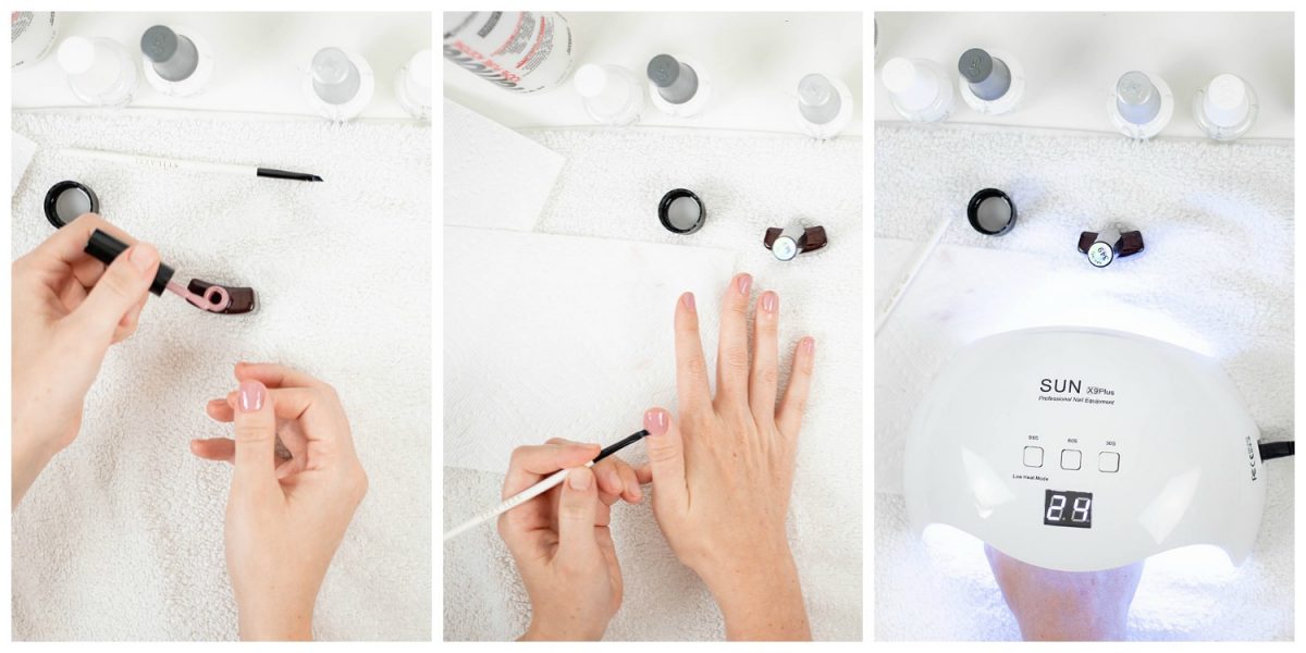 Houston beauty blogger Meg O. shares how to do a gel manicure at home step by step - apply 2-3 coats of the color gel polish