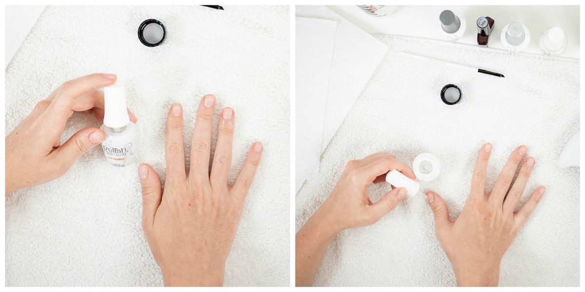 Houston beauty blogger Meg O. shares how to do a gel manicure at home step by step - apply PH bonder to dehydrate nails
