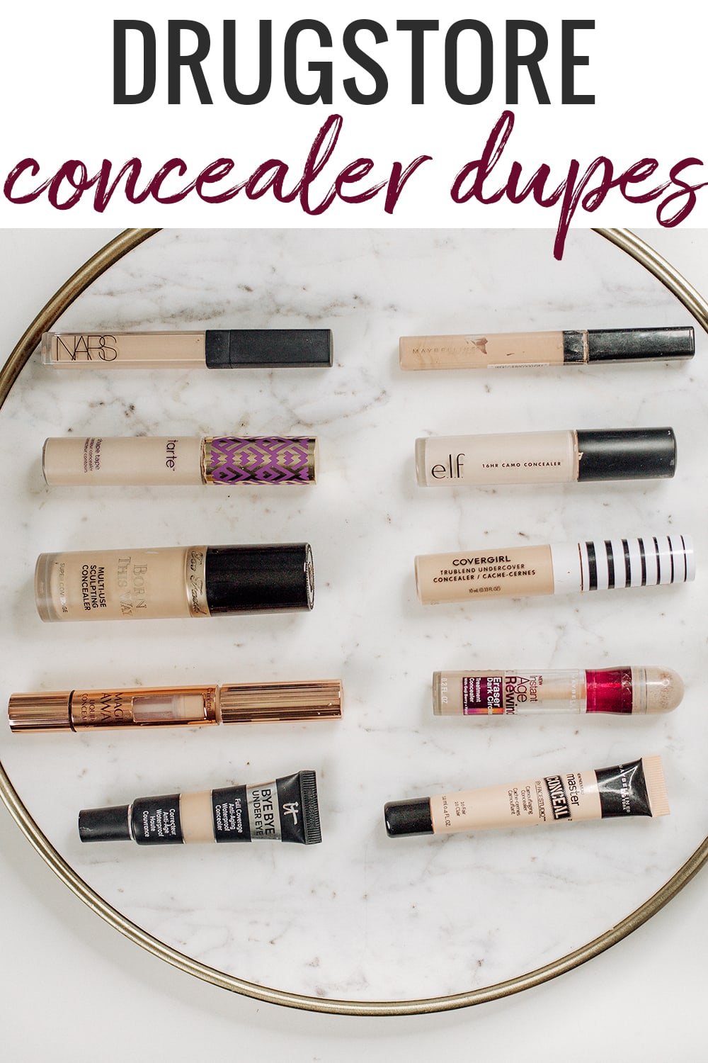 Houston beauty blogger Meg O. shares five drugstore concealer dupes - nars dupe, shape tape dupe, born this way dupe, charlotte tilbury dupe, and bye bye under eye dupe!