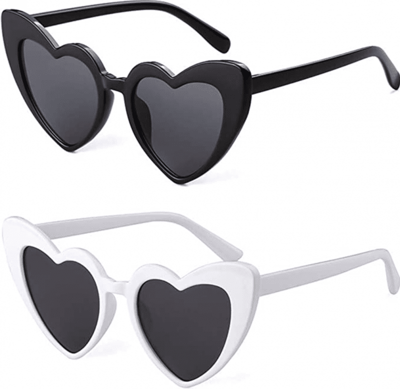2 Pack Heart Sunglasses - Black & White