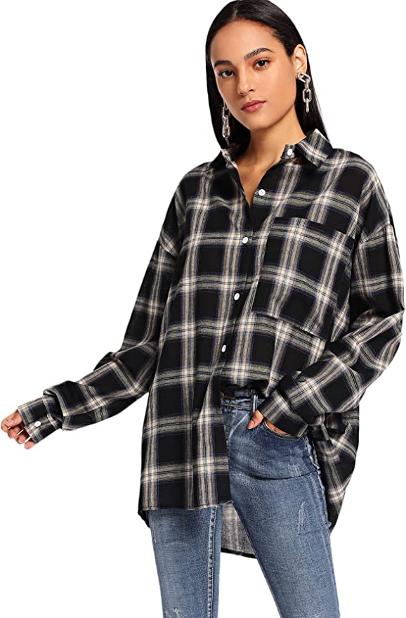 Amazon plaid button down long sleeve shirt