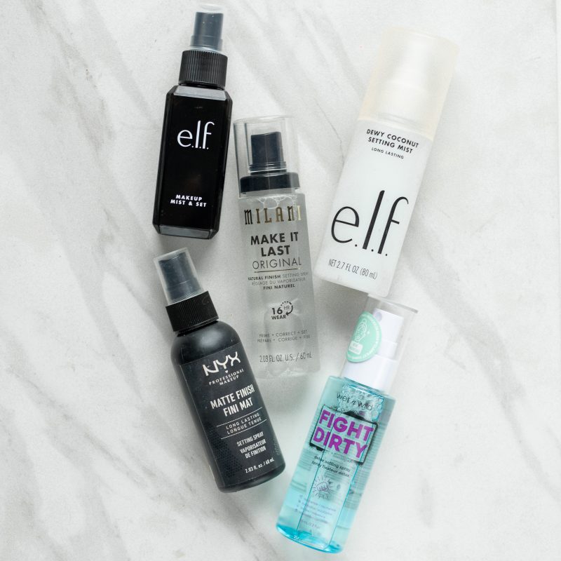 Top beauty digital creator Meg O. shares the best drugstore setting sprays for all skin types! Discover a matte, dewy, or natural finish perfect for you.